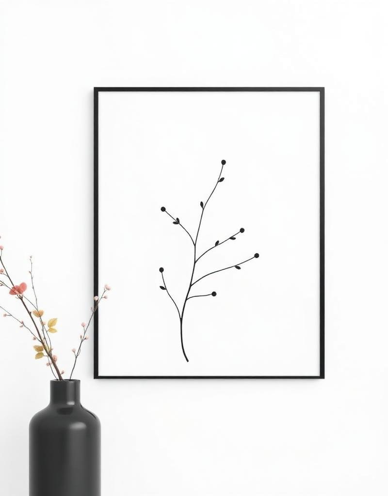 Branch Study — hand-traced botanical line art, framed wall print